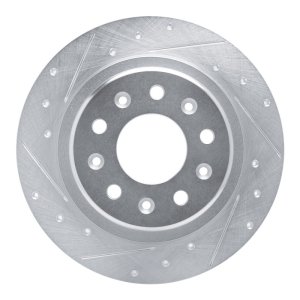 Buick LaCrosse Brake Rotor (1) - Rear Left - R1 Concepts - Drilled & Slotted - Silver - `16-`25
